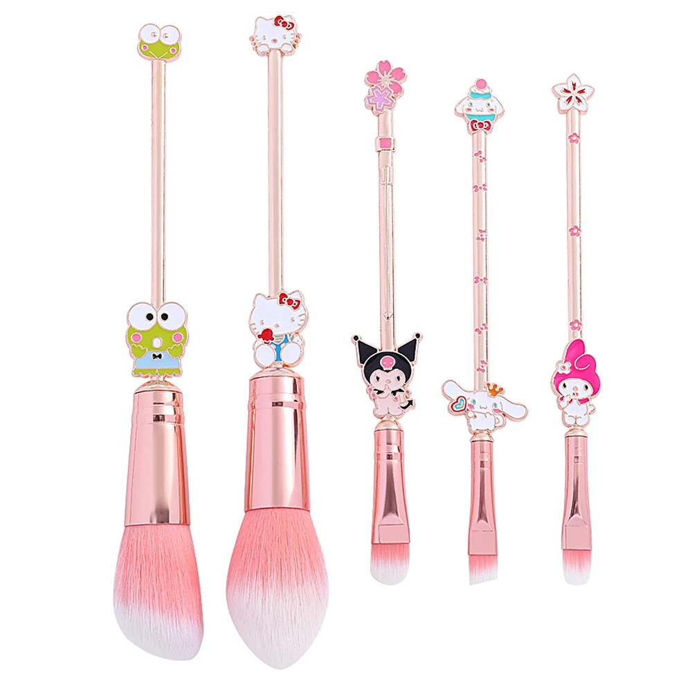 5Pcs/Set Hello Kitty Makeup Brushes Kawaii Sanrio Kuromi Foundation