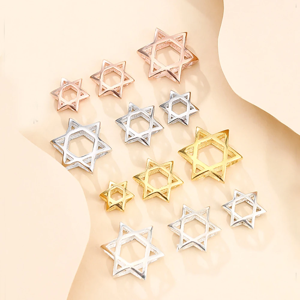 2pcs Solid 925 Sterling Silver Star Pendant Blank Jewelry Findings Connector For Bracelet Necklace Earring Jewelry DIY Making