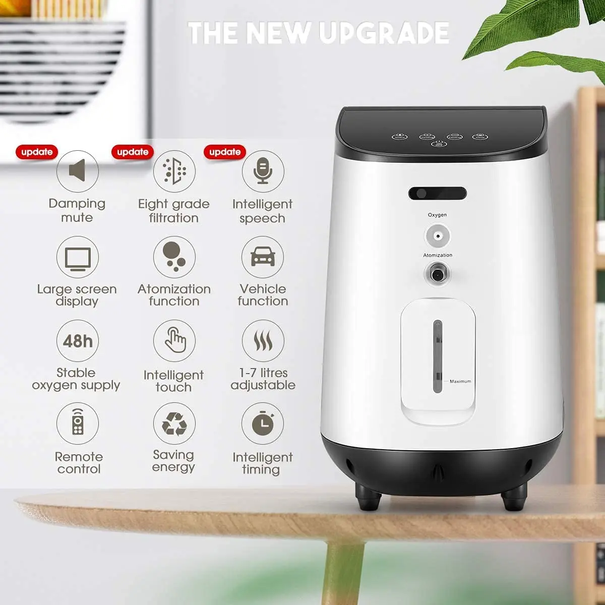 Varon Oxygen Concentrator Generator Constant Frequency 93&plusmn;3% High Purity Oxygen Inhaler 1-7 Level Adjustable US/DE/MX Instock