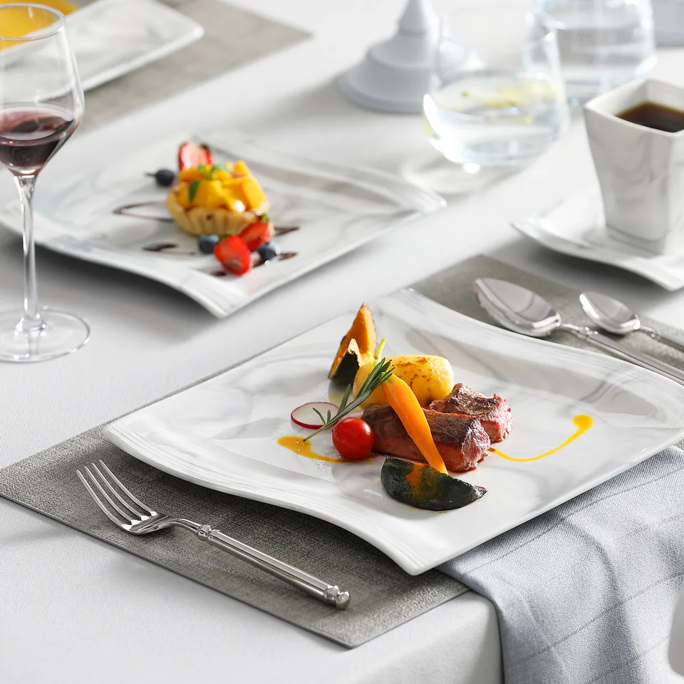 MALACASA Flora Marble Porcelain Dinnerware Set