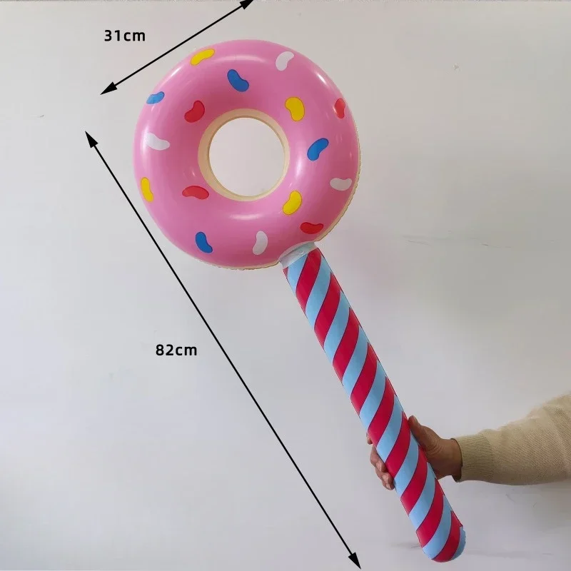 82cm Inflatable Donut Stick Colorful Balloon Baby Shower Balloon Kids Birthday Party Supplies Sweet Festive Decor Girls Gifts