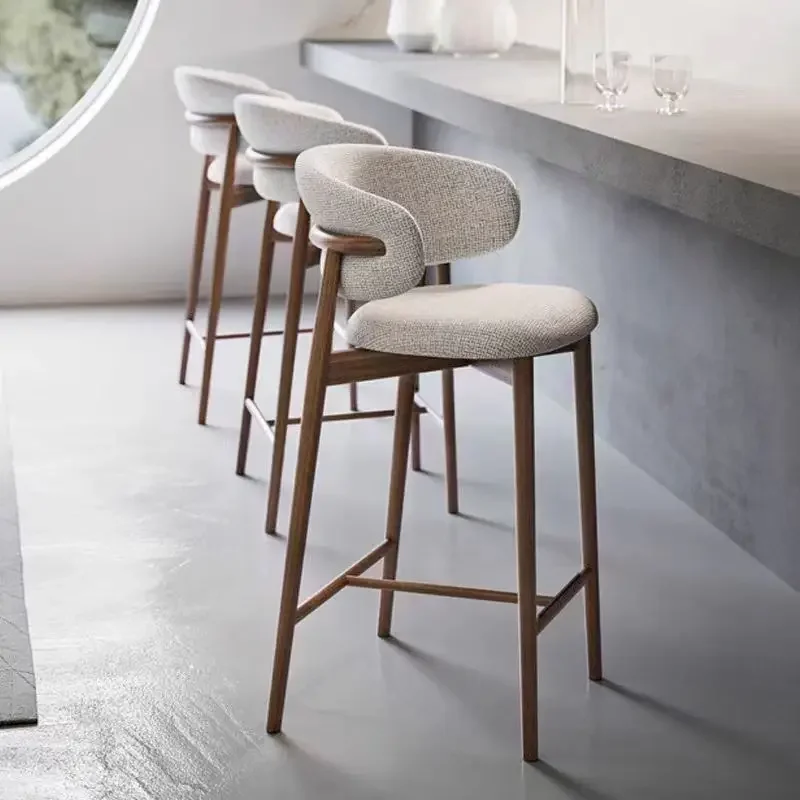 Nordic Modern Simple Light Luxury Solid Wood Home High Bar Table Chair Bar Footstool Backrest bar chairs