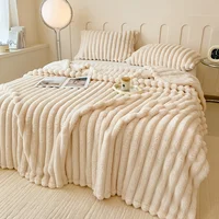 Couverture Multifonctionnelle en Flanelle Rayée Épaisse et Large, Peut Servir de Drap, Couverture de Lit, Couverture de Canapé ou Couverture de Sieste Cama Sofá Siesta Dormitorio Sala de estar Viaje Hogar Flanelle Épai 4