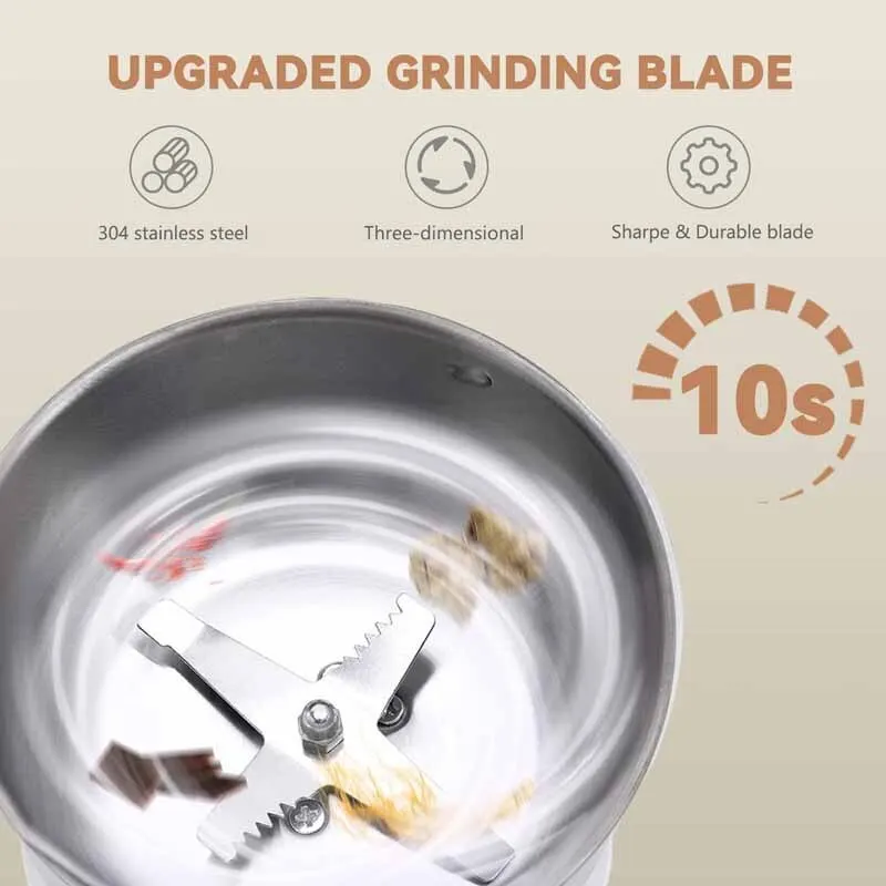 Stainless Steel Electric Coffee Bean Grinder Nut Seed Herb Grind Spice Crusher Mill Blender With 4 Blades 2