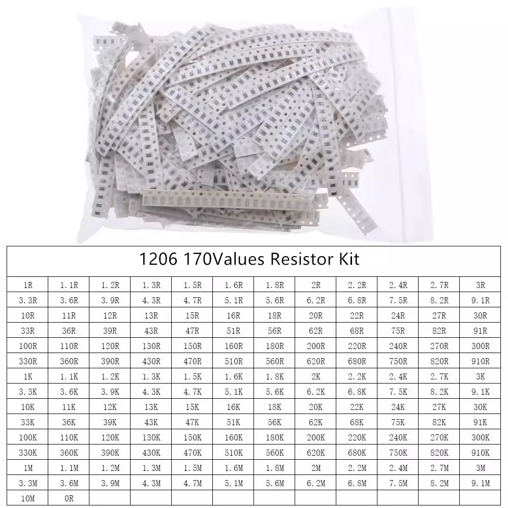 SMD Chip Resistor Assorted Kit 0R-10M ohm 170Values Resistance Samples Set 4250pcs 8500pcs 5% 0402 0603 0805 1206 smd resistor smd chip resistor