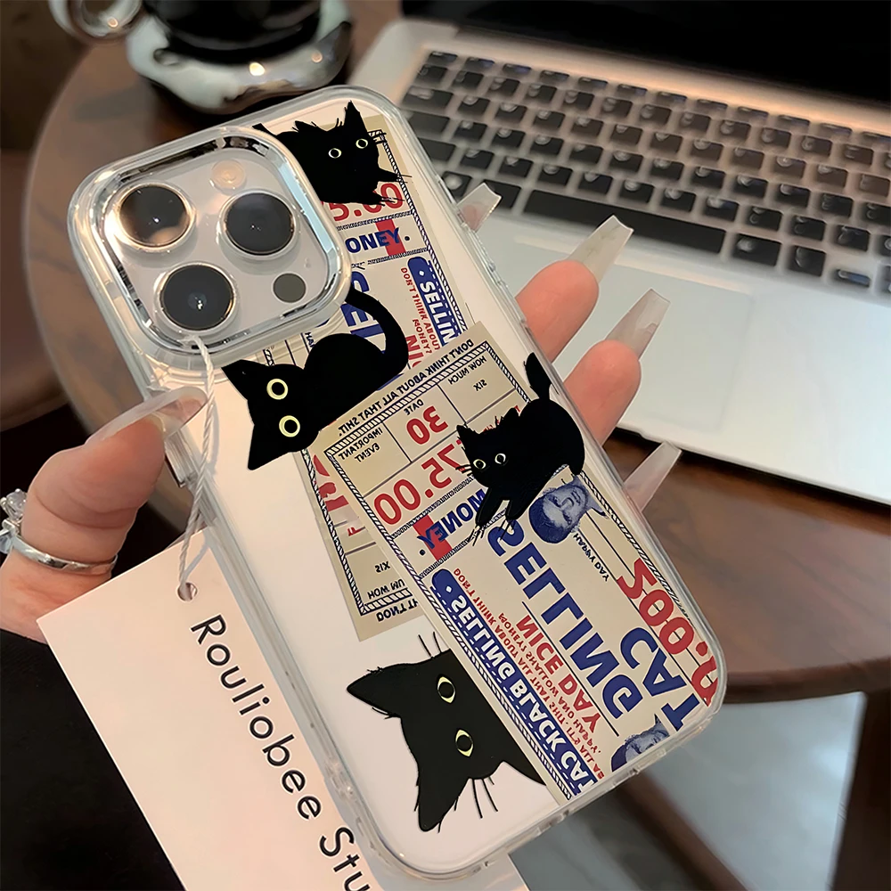 Charming Angry Black Cat Transparent Phone Case - Soft Silicone TPU Back Cover