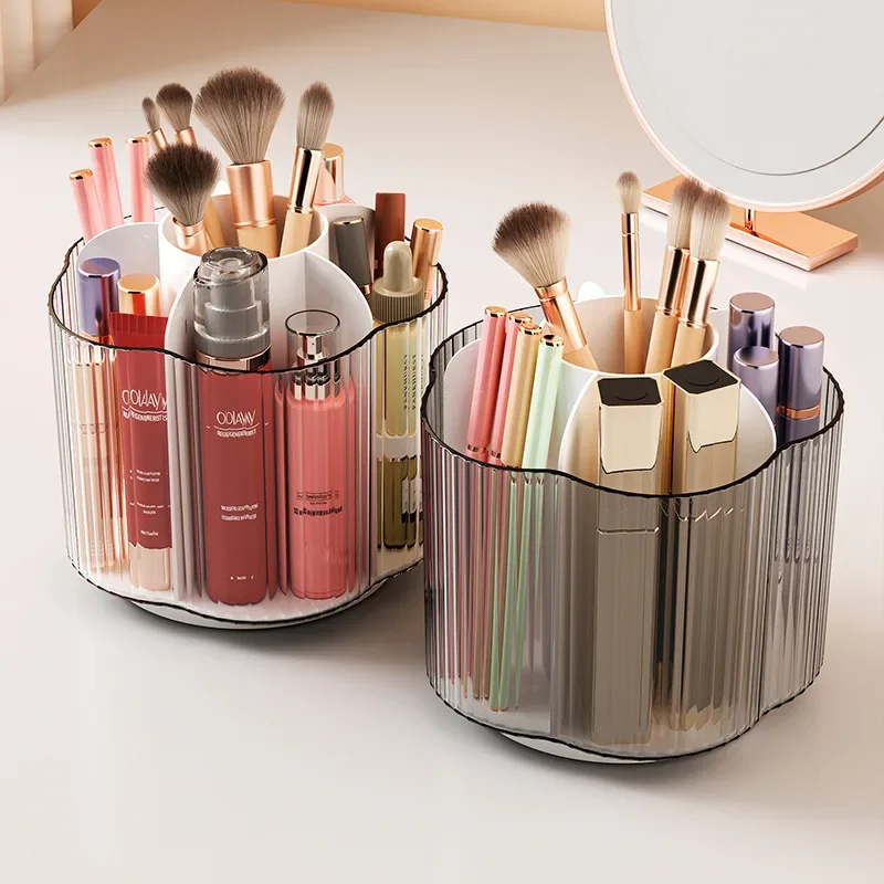 

Cosmetic Organiser Rotating Dustproof Makeup Brush Organiser Dresser Desktop Pencil Holder Lipstick & Eyeshadow Storage Holder