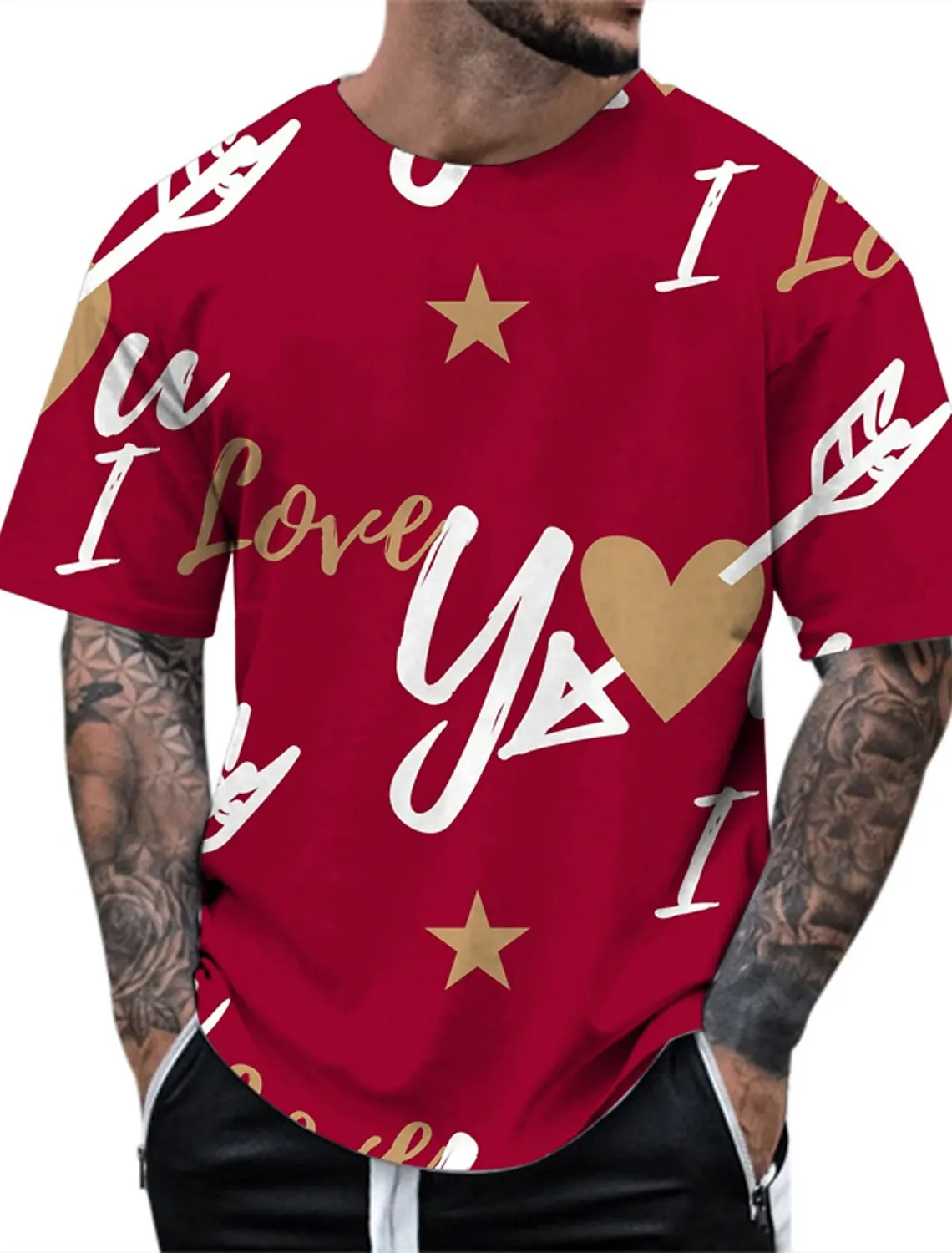 

Fashion Valentine's Day Men's T-Shirts Love 3D Print Pattern Summer Oversized Short Sleeved Casual Harajuku Men's Clothing