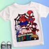 Summer Kid 2 3 4 5 6 7 8 9 Spider Man and His Friends Birthday White Shirt Spider-Man Customized Name Birthday Party Boy T-shirt 3