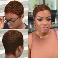 Perruques bouclées de vague courte cheveux humains coupe de lutin cheveux humains brésiliens pour les femmes perruques de cheveux humains bouclés pleine Machine faite 3