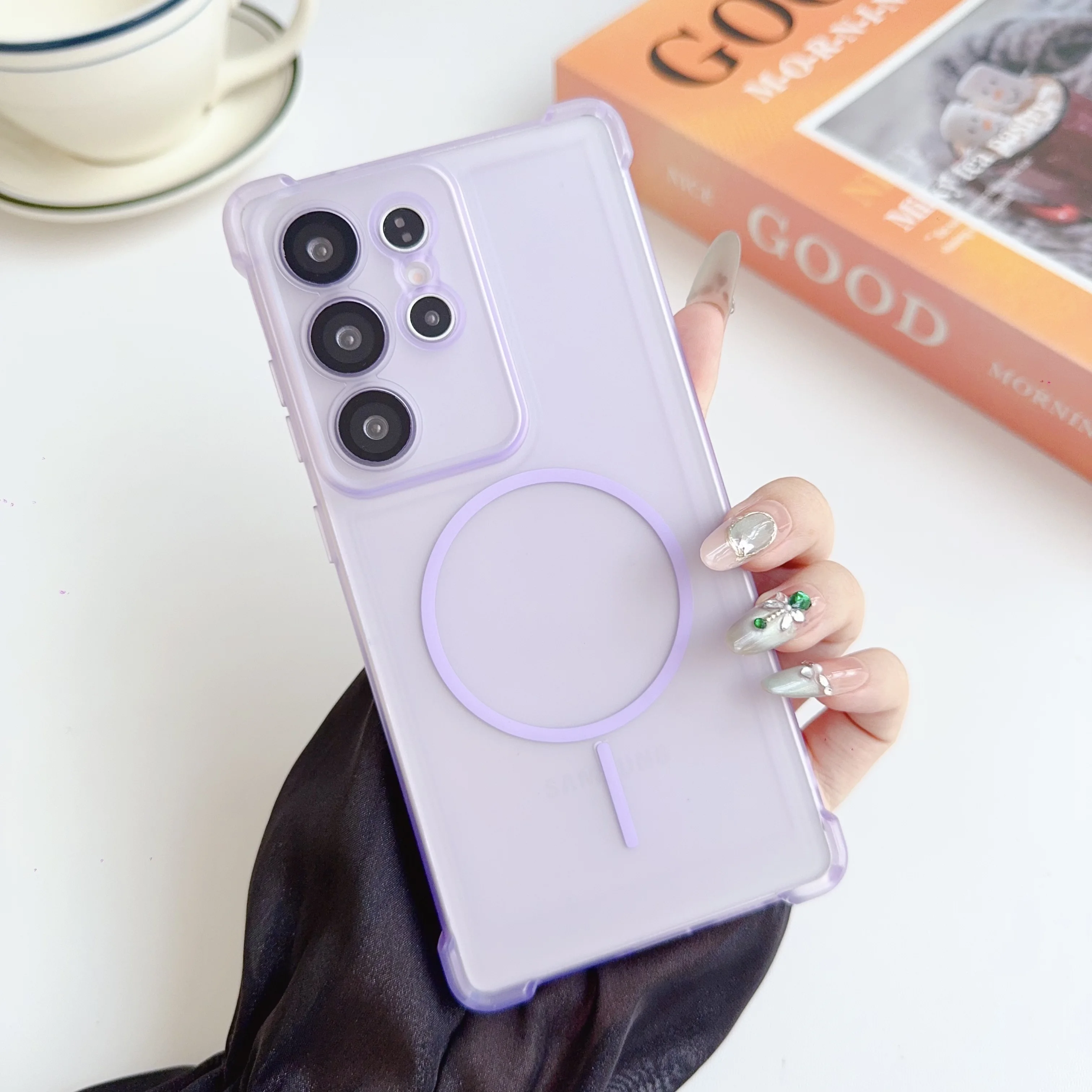 Matte Magnetic Translucent Soft Case with Four-Corner Airbag Protection