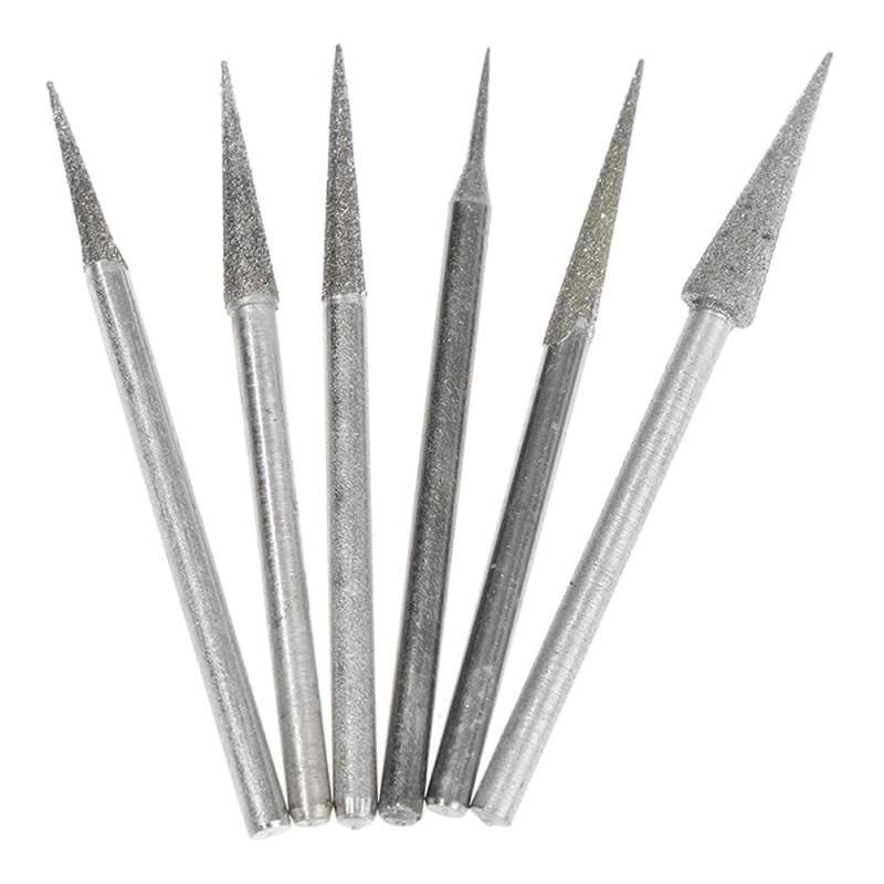 

6Pcs 42-50mm Diamond Grinding for Head Grinding Needle Bits Burrs Metal Stone Engraving Carving Tools Shank Needle