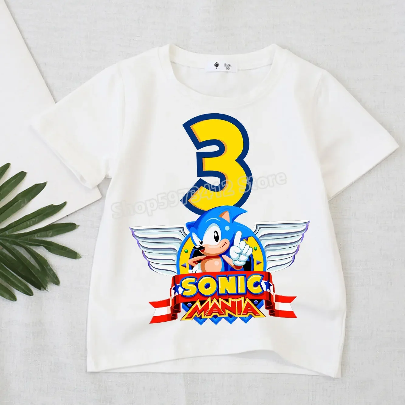 thumbnail image 1 of Camiseta de Sonics, ropa para niños, camiseta de cuello redondo con el erizo, figura de dibujos animados digitales 1-10, accesorios de moda, 1 of 5