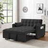 55.2'' Loveseat, Reversible Sleeper Pockets & Toss Pillows, Velvet Pull Chaise, 2-seat Fabric Convertible Sofa Bed, Black 1