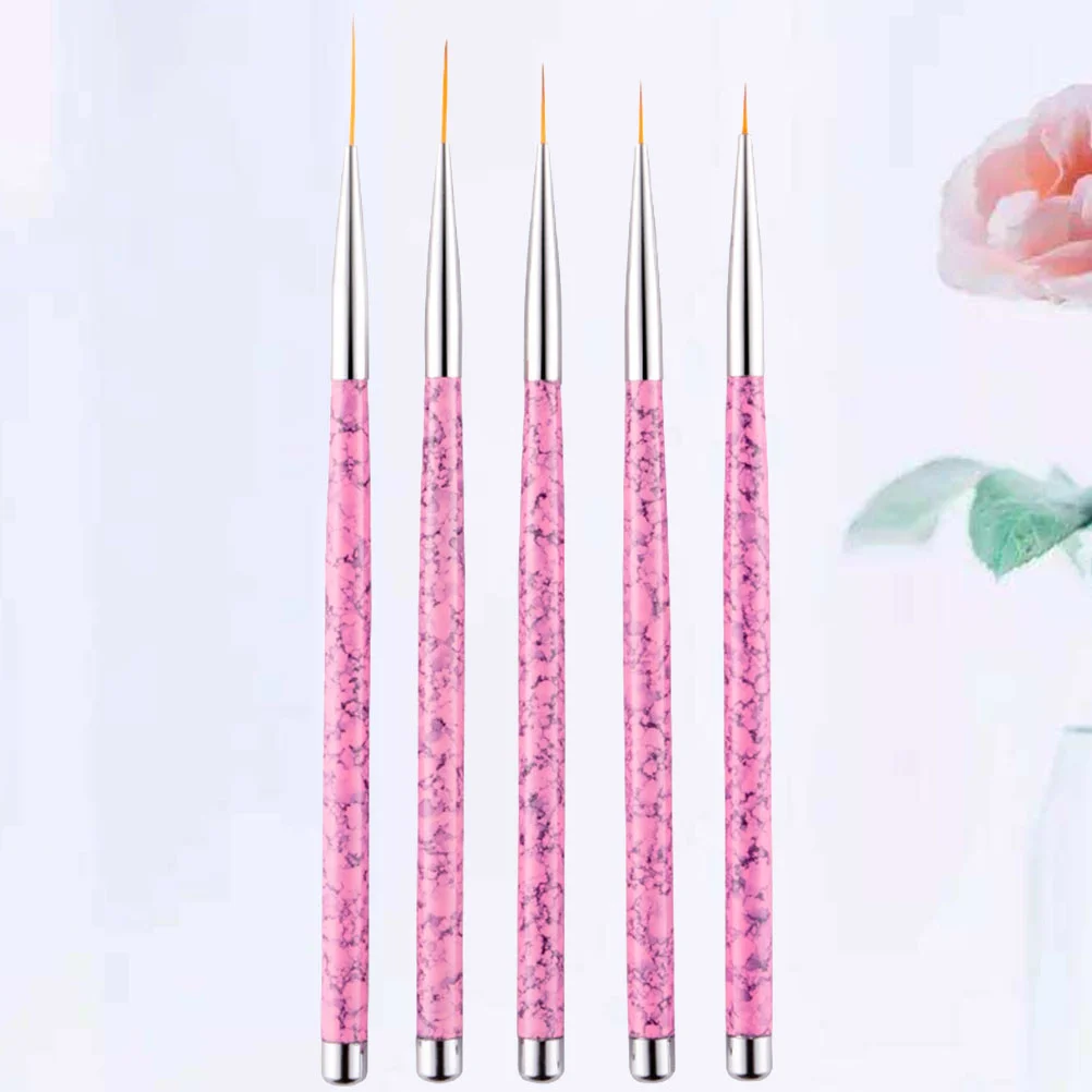 

5Pcs Nail Liner UV Painting Nail Design Brush Pen Nail Dotting Painting Drawing Pen Manicure Tools for DIY Home Salon ( )