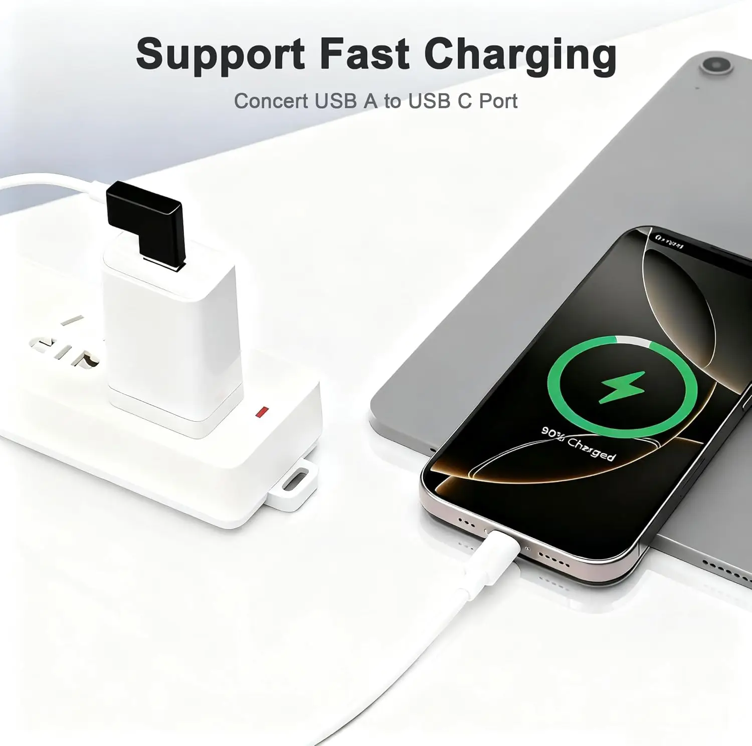 High-Speed USB 3.2 Male A to Female C Adapter, 10Gbps Data Transfer Converter
