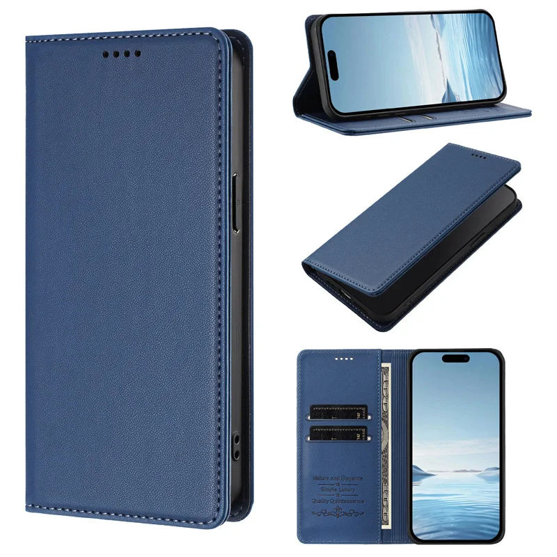 Premium Magnetic Leather Stand Wallet Case – Flip Protective Back Cover in Elegant Design