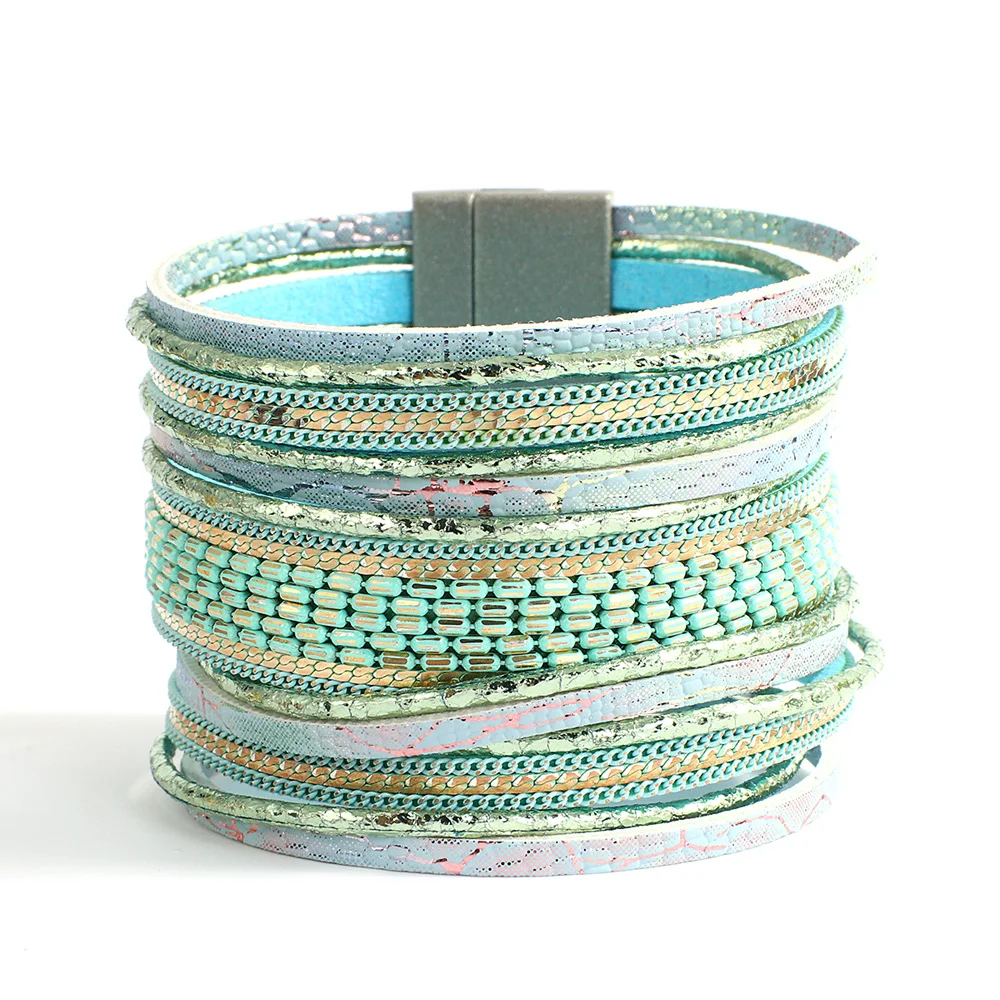 Wide Multilayer Wrap Bracelet