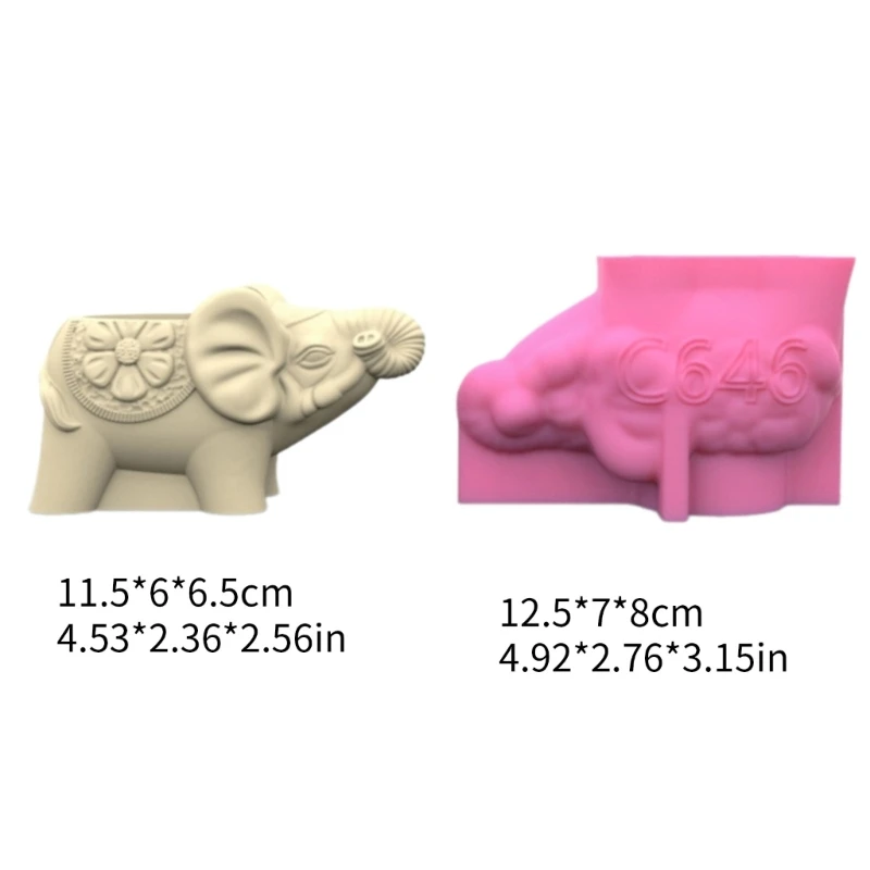 펜 홀더 실리콘 금형 3D 코끼리 테이블 장식 금형 DIY 즙이 많은 화분
