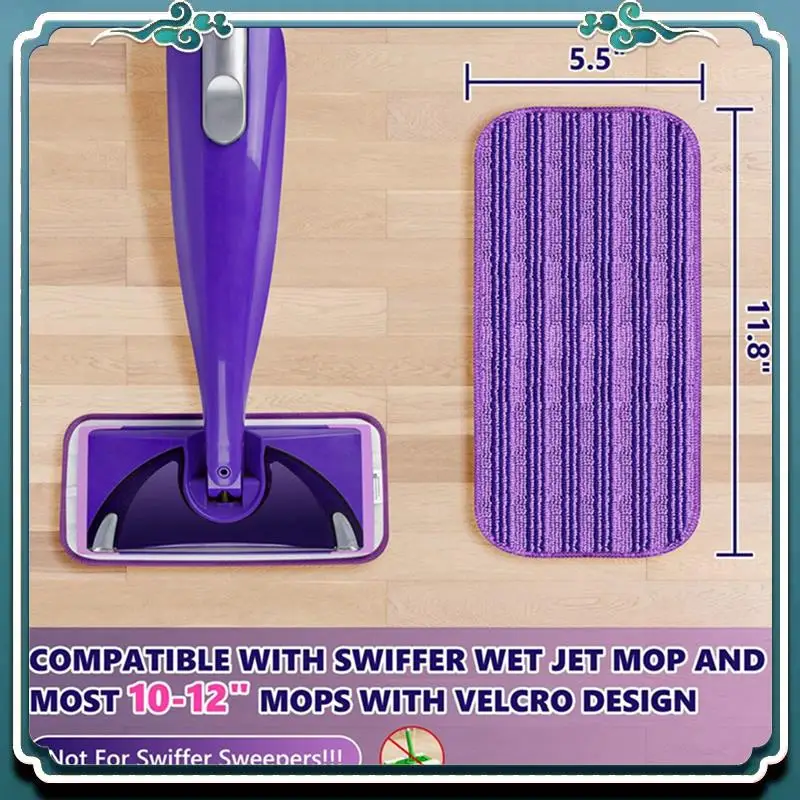 Reusable Mop Pads Compatible For Swiffer Wet Jet, Wet Jet Pads Refills, Microfiber Parts Accessories 4 Pack Purple