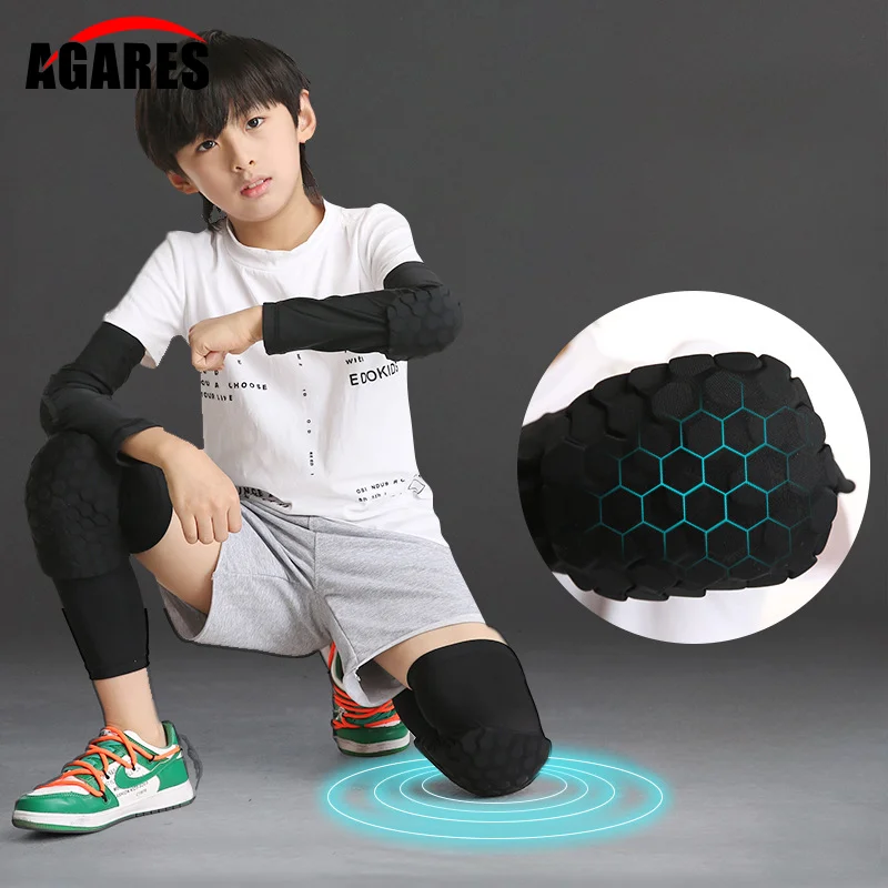 

Honeycomb Basketball Elbow & Knee Pads Children Kid Teenagers Skateboard Volleyball Football Elbow Knee Brace Support Protector