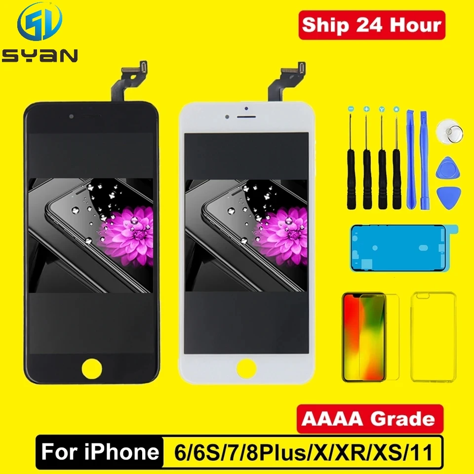 

ЖК-экран SYan класса А для iPhone 6, 6S, 7, 8 Plus, ЖК-дисплей, идеальный 3D сенсорный экран, дигитайзер в сборе для iPhone X, XR, XS MAX, 11PRO