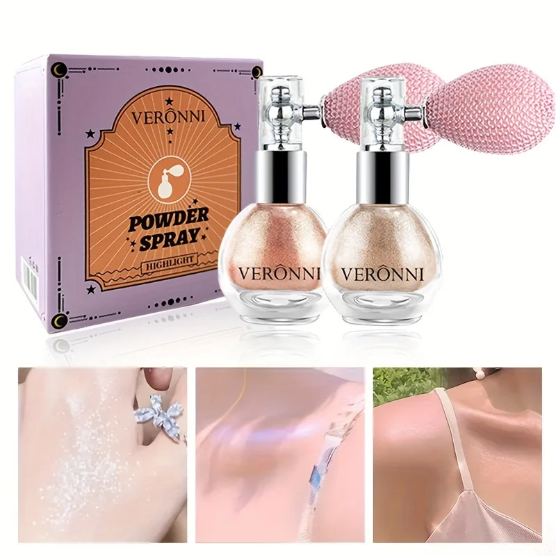 6-Color Diamond Highlighter Powder Spray Waterproof High Gloss Glitter Body Bronzer Highlight Powder Face Contour Illuminator 2