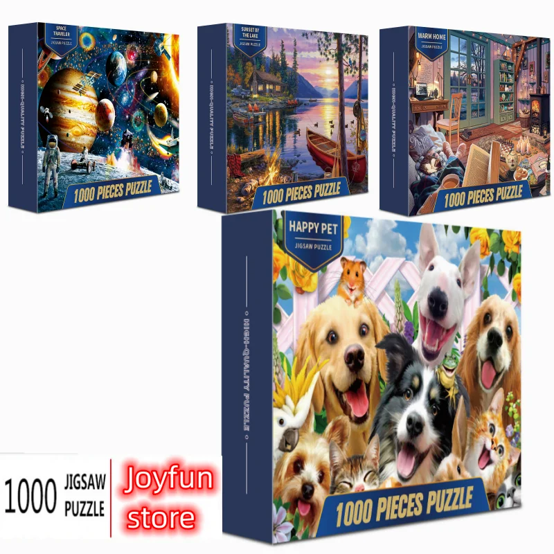 

High Quality 1000 Pieces Paper Jigsaw Puzzles For Adults Famous Picture The Starry Night Space Traveler DIY Puzzle Game Toys