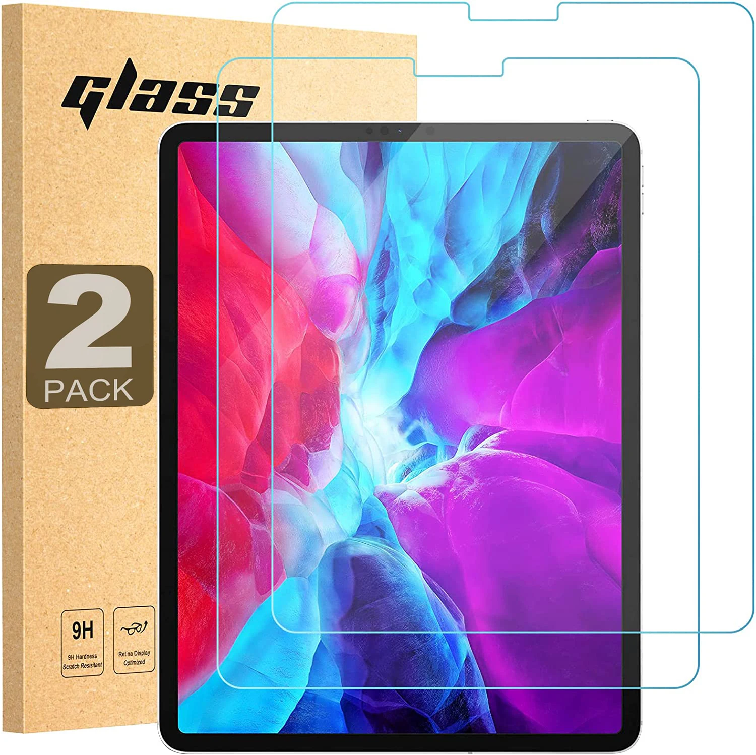 2pcs Screen Protector Tempered Glass For iPad Pro 12.9 2020 2018 2015 2017 2021 2022 A2232 A2437 A1670 Full Coverage Tablet Film 2pcs tablet tempered glass screen protector cover for apple ipad 8 ipad 7 hd full coverage protective film