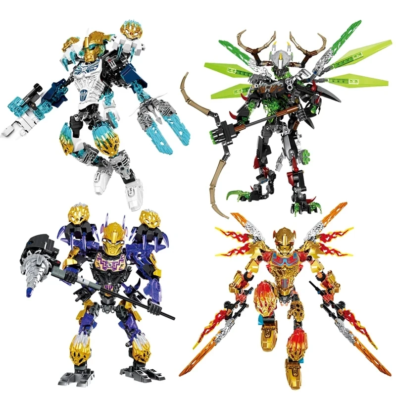 Bionicle Series Golden Mask Master Skull Warrior Building Blocks Hero Factory Fit Robot Bricks Toys For Boys Kids Christmas Gift 2