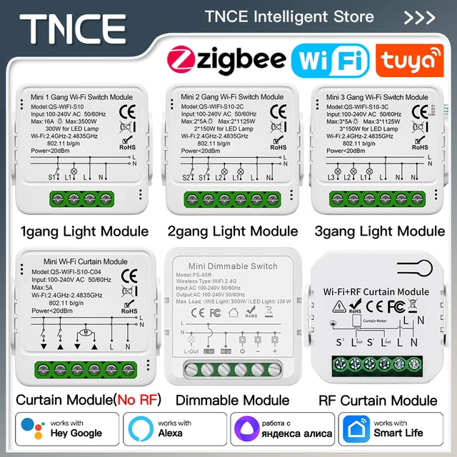 สวิตช์ไฟ TNCE Tuya แบบม่านแสงหรี่แสงได้ WIFI Zigbee, โมดูล MINI DIY อัจฉริยะ, มอเตอร์ม่านม้วน, รองรับการสั่งงานด้วยเสียงผ่าน Alexa และ Google Home 1