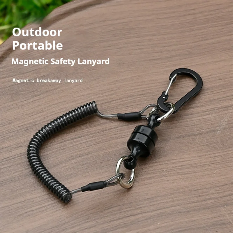 Magnetic Retractable Fishing Lanyard with Carabiner Attachment