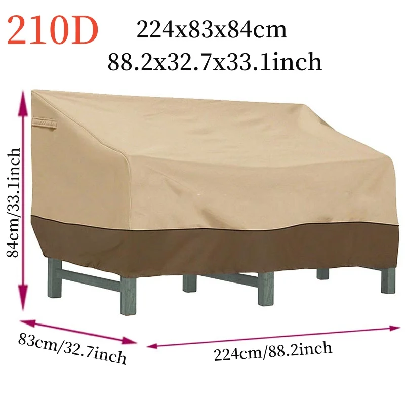 210D Outdoor Waterproof Chair Sofa Cover,Beige Coffee Color Furniture Cover,Garden Park Patio Benchs Table Rain Protector Cover 4