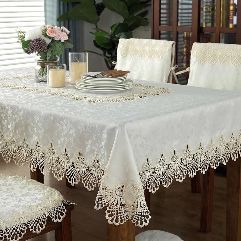 Lace Hollow Embroidery Tablecloth Tea Table Cloth Multi-purpose Cover Towel 