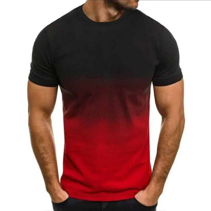 

Summer Popular Men's T-shirt Thin Loose Short Sleeve Men's Fashion Gradient Series 3D Printed Round Collar Leisure Oversized Top