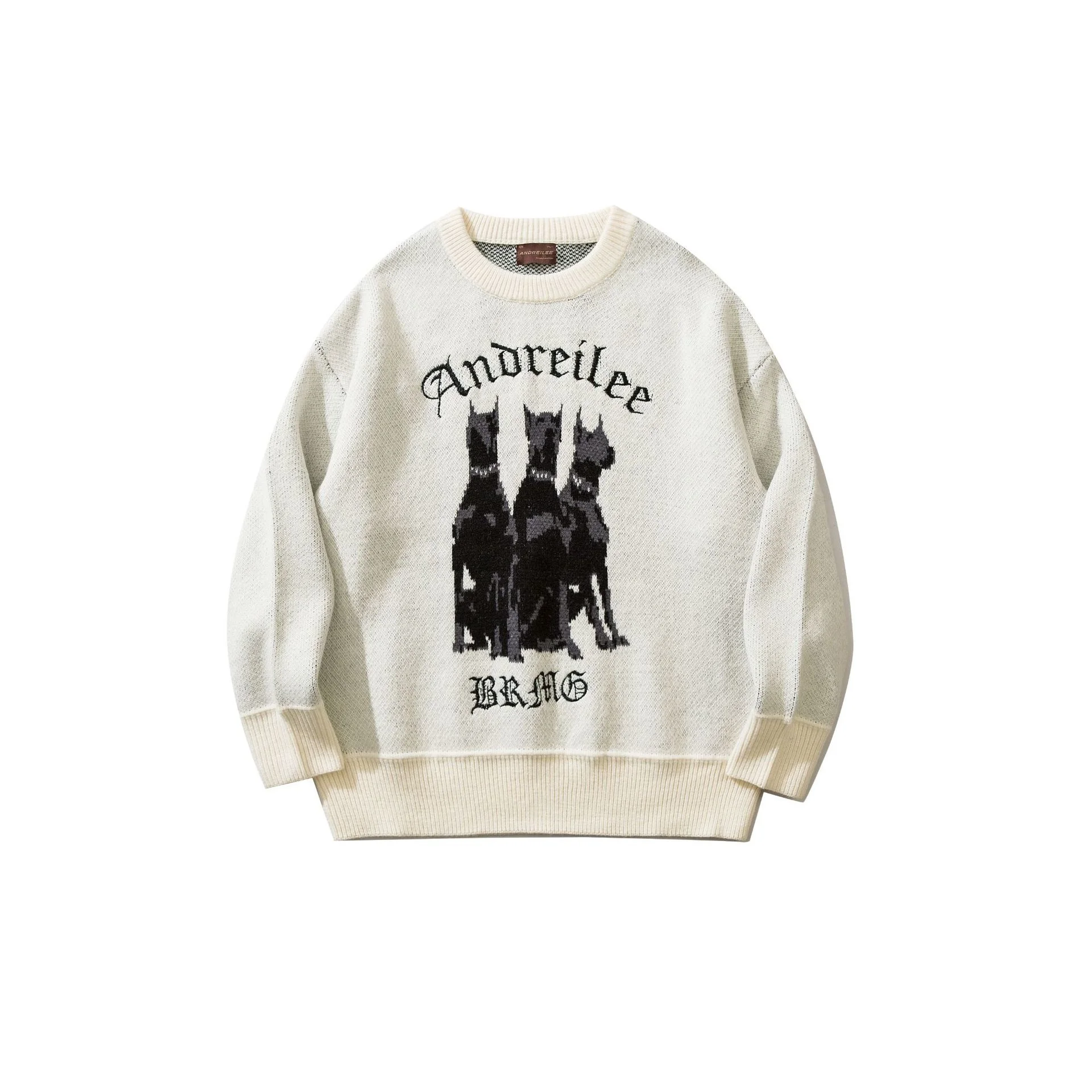 

Luxury Men New 2023 Gothic Winter gentleman Doberman Pinscher Knit Casual Sweaters pullover Asian Size High Street Drake R015