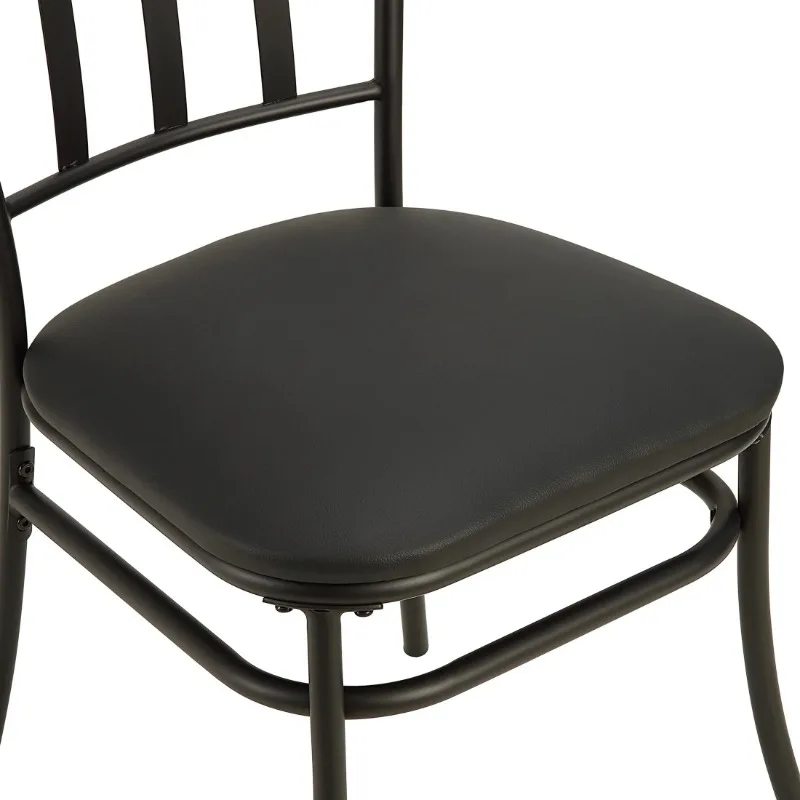 3-Piece Indoor Dining Bistro Set, Wood Table Top, Two Black Seat Chairs 3