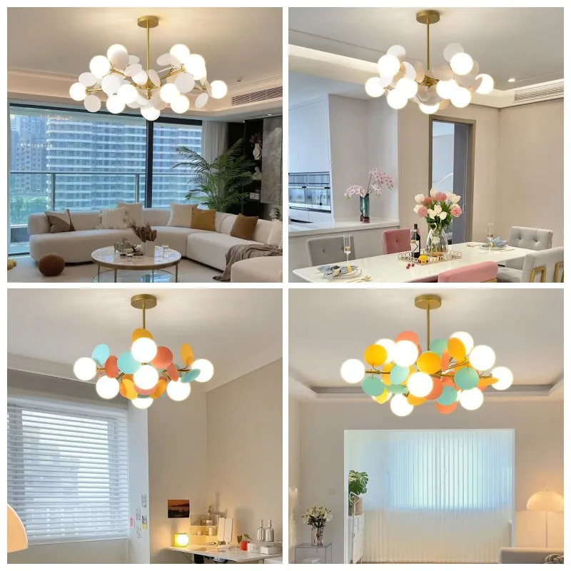 Modern Luxury Nordic Chandeliers Glass Ball Children's Bedroom Living Dining Room Colorful Home Decor Hanging Lightings pendant lights pendant lamp chandelier lighting rope pendant lamp