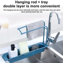 Telescopic Sink Shelf Soap Sponge Drain Rack Storage Basket Bag Faucet Holder Adjustable Bathroom Holder Sink Kitchen Accessorie