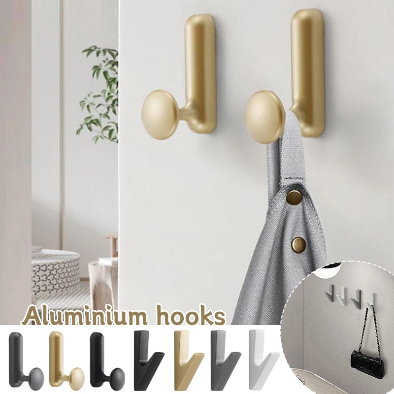 

4PCS Metal Matte Wall Hooks Bathroom Aluminum Alloy Coat Hooks Towel Key Hat Bag Hook Cloakroom Bedroom Entrance Accessories