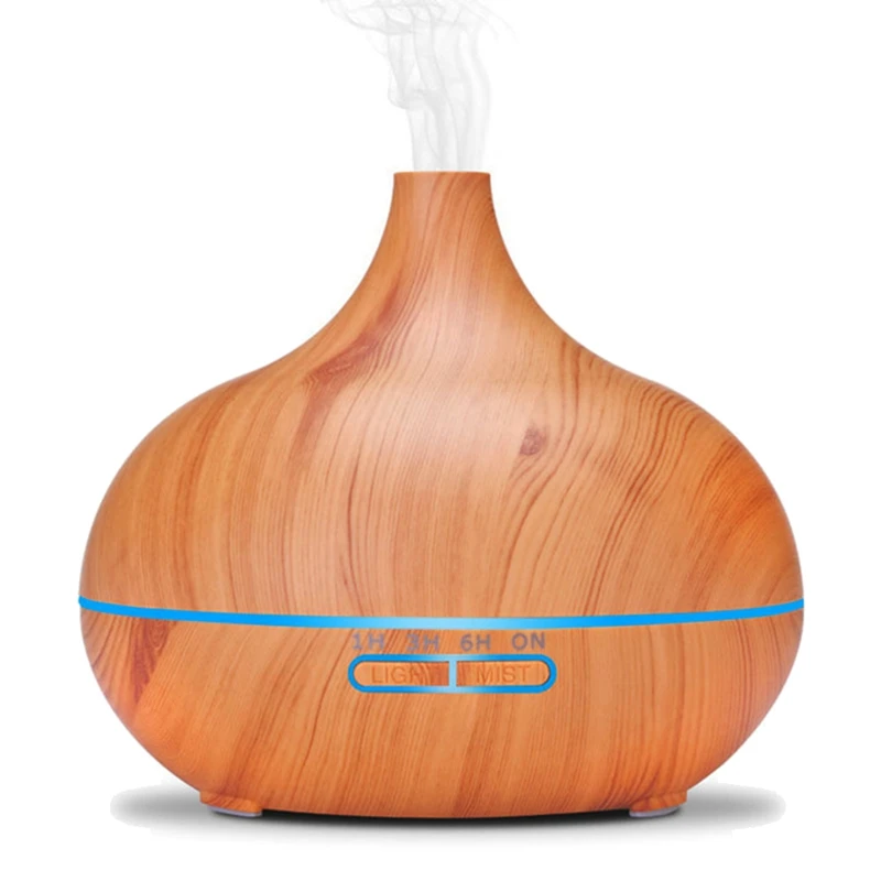 

Aroma Essential Oil Diffuser Air Humidifier Wood Grain Remote Control With 7 Color LED Light EU Plug