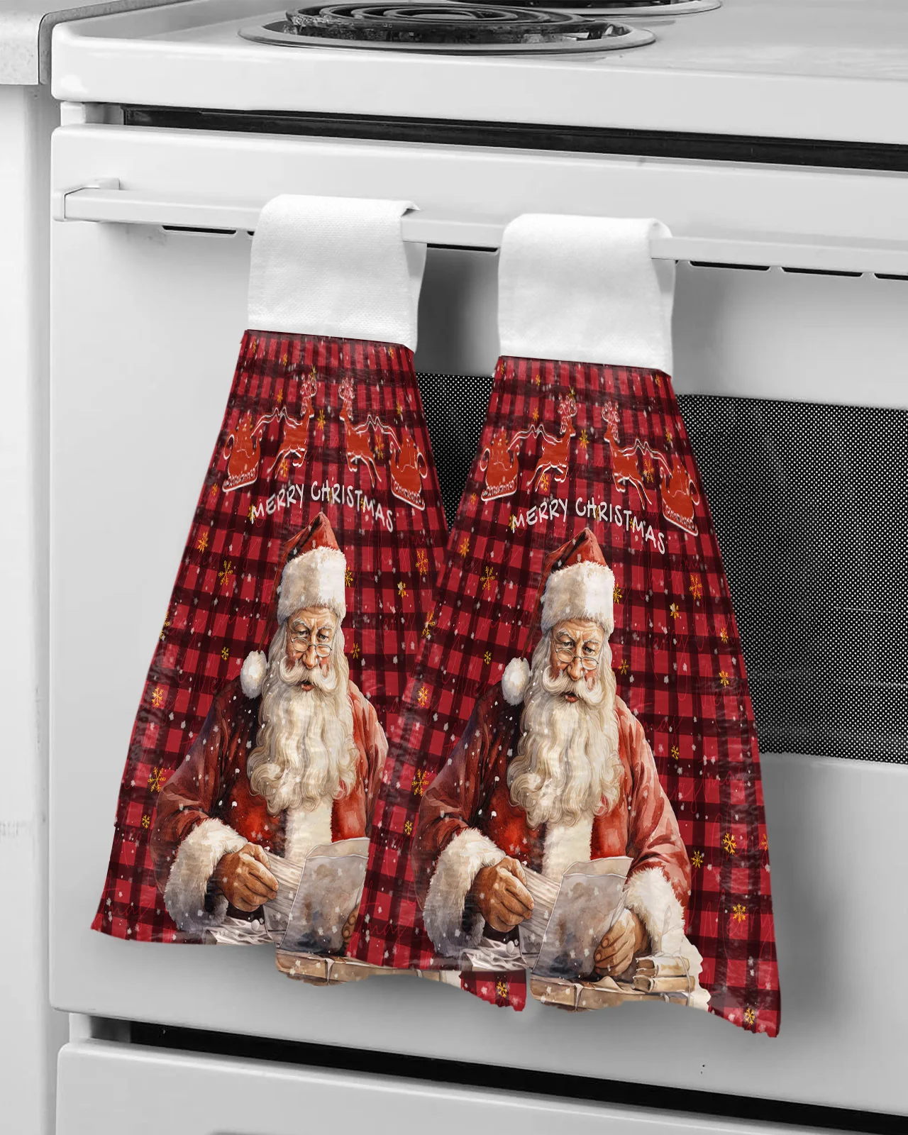

Christmas Santa Claus Letter Snowflake Hand Towels Microfiber Hanging Cloth Quick Dry Cleaning Cloth Xmas Kitchen Towel