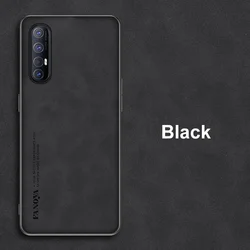 Luxury PU Leather Matte Silicone Phone Case for Reno 3 Pro 5G (Black)