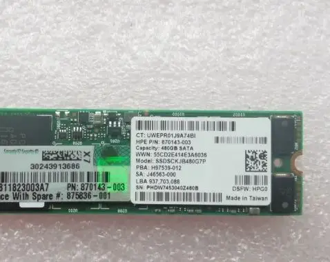 For 875319 B21 875836 001 480G SATA SSD M 2 2280 server Solid state drive