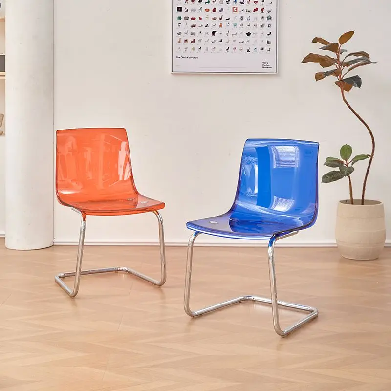 Nordic Modern Clear Acrylic Dining Chair Transparent Plastic Thickened Backrest Chair Simple Home Dining Room Furniture Design