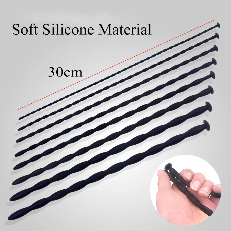 Urethral Dilator Silicone Urethral Dilator 30cm Silicone Urethral Stretcher Catheter Dilator Enhancer Sex Toys For Man Flexible Urethral Sound Beads Plug Masturbation Rod