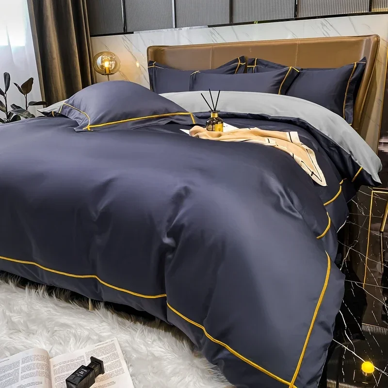 White Egyptian Cotton Bedding Sets Queen King Size Embroidery Duvet Cover Flat/Fitted Sheet Bed Linen Hotel Style Home Textiles 2