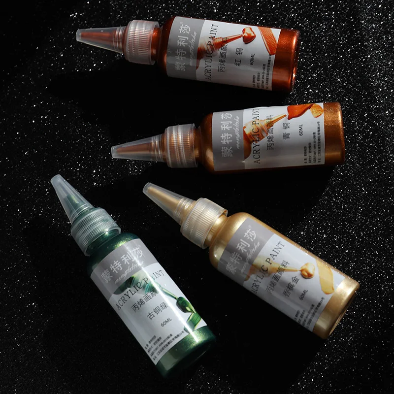 60ml Gold Paint Metallic Acrylic Paint Waterproof not Faded DIY Painted Pigments - 4