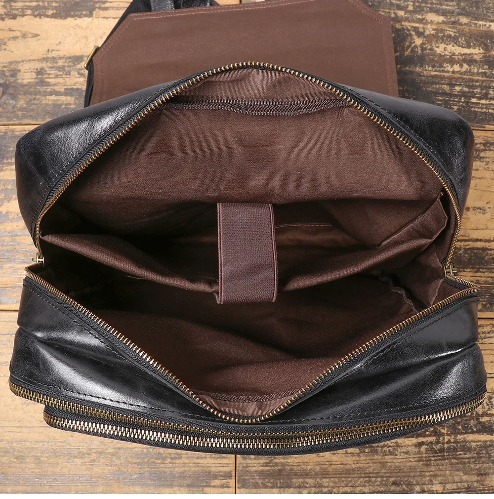 Men's Genuine Leather Shoulder Bag Outdoor Travel Backpack