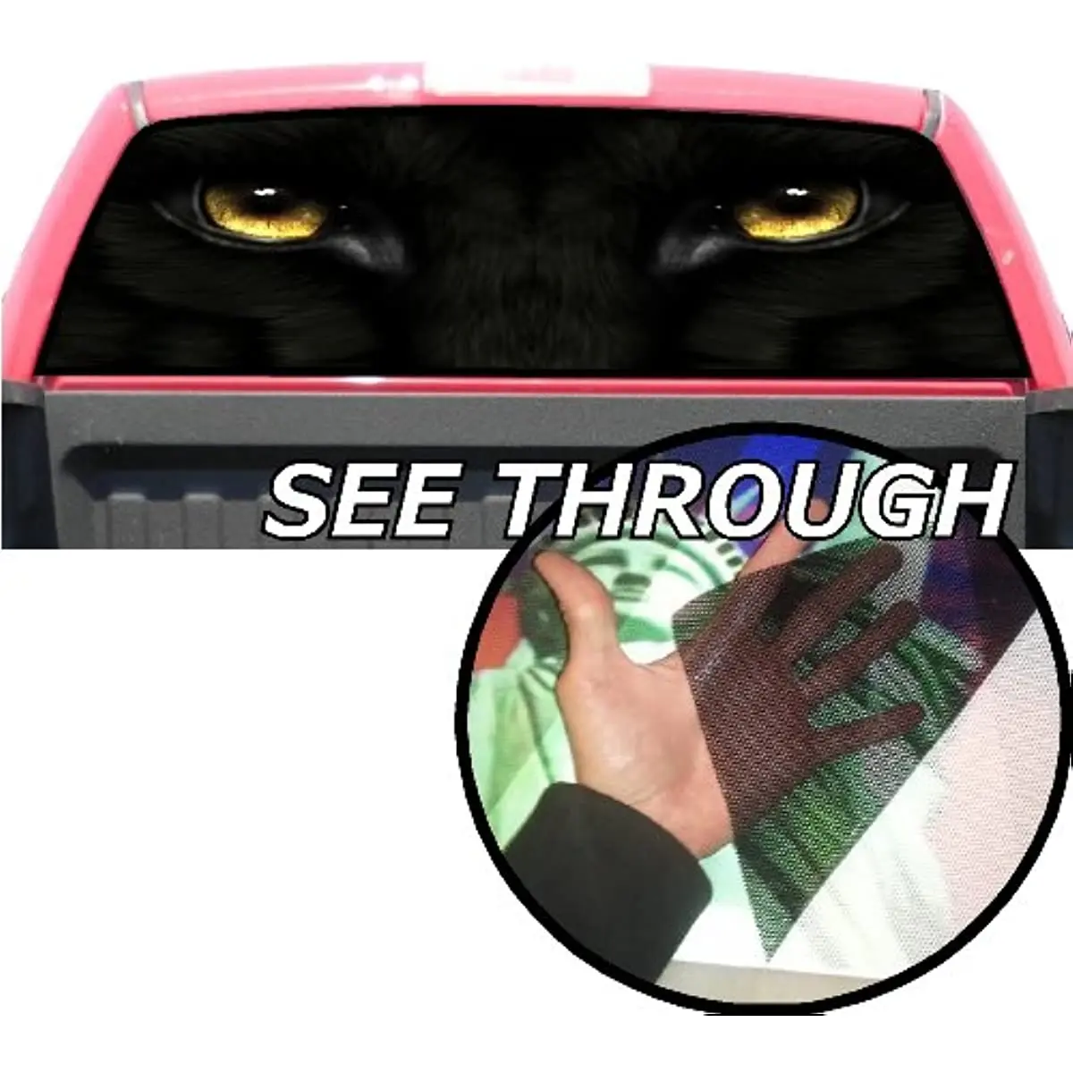 

P202 Black Panther Tint Rear Window Decal Wrap Graphic Perforated See Through Universal Size 65" x 17" FITS: Pickup Trucks F150